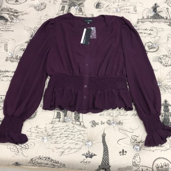 Lucy Paris Smocked V-Neck Top - Picture 2 of 7